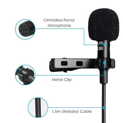 Mini Lavalier Lapel Mic – USB, 3.5mm, Type-C Available