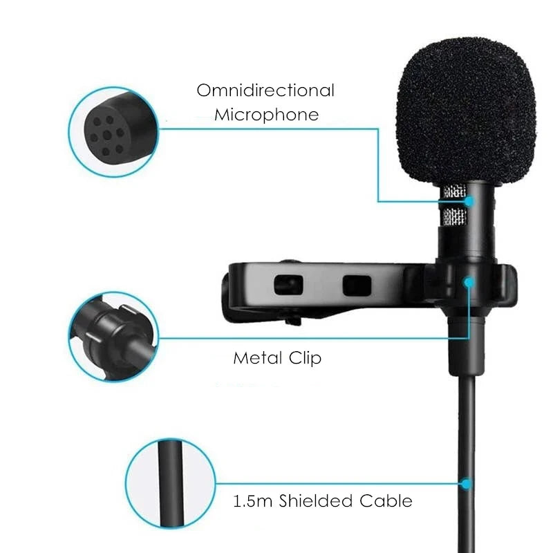 Mini Lavalier Lapel Mic – USB, 3.5mm, Type-C Available
