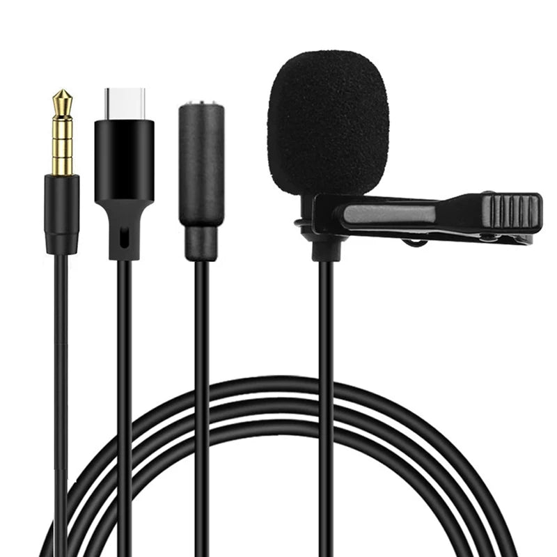 Mini Lavalier Lapel Mic – USB, 3.5mm, Type-C Available